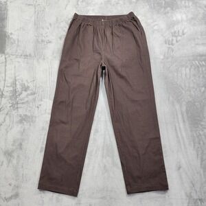 Woman Within Pants Womens 18W TALL Brown Pull On Straight Leg Twill Stretch